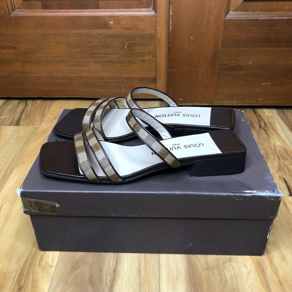 Louis Vuitton Brown Checkered Sandal - Picture 3 of 9